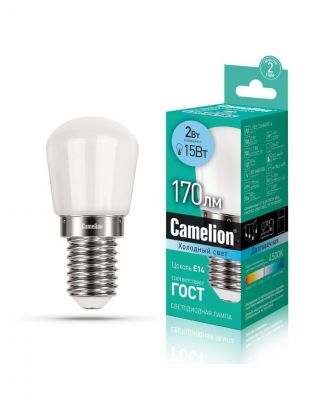 Лампа светодиодная E14, 2 Вт, 15 Вт, 220 В, цилиндрическая, 4500 К, нейтральный белый свет, Camelion, 13154