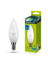 Лампа светодиодная E14, 9 Вт, 80 Вт, 220 В, свеча, 4500 К, нейтральный белый свет, Ergolux, 13168
