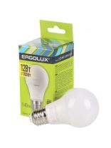 Лампа светодиодная E27, 12 Вт, 100 Вт, 220 В, груша, 3000 К, теплый белый свет, Ergolux, 12150