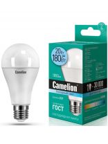 Лампа светодиодная E27, 20 Вт, 180 Вт, груша, 4500 К, нейтральный белый свет, Camelion, 13165