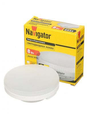 Лампа светодиодная GX53, 8 Вт, 60 Вт, таблетка, 2700 К, теплый белый свет, Navigator, 71362