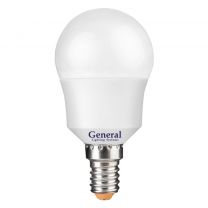 Лампа светодиодная E14, 15 Вт, 230 В, шар, 6500 К, холодный белый свет, General Lighting Systems, GLDEN-G45F, G45F, 661106