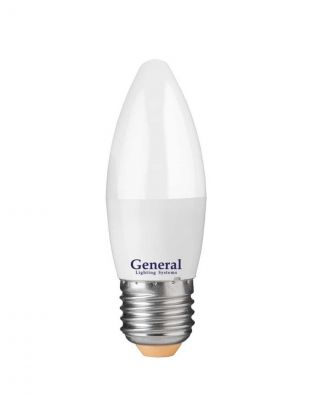Лампа светодиодная E27, 10 Вт, 230 В, свеча, 6500 К, холодный белый свет, General Lighting Systems, GLDEN-CF, 683200