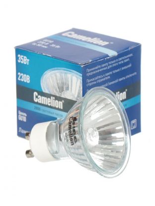 Лампа галогенная GU10, 35 Вт, 230 В, с отражателем, теплый белый свет, Camelion, 5561