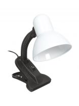 Светильник настольный на прищепке, E27, 60 Вт, черный, абажур белый, Ultraflash, UF-320P C01, 12370