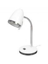 Светильник настольный на подставке, E27, 40 Вт, хром, абажур белый, Camelion, KD-308 C01, 11476