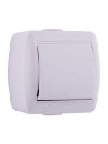 Выключатель открытой установки, одноклавишный, без заземления, керамика, белый, Lezard, Nata, 710-0200-100