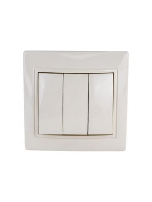Выключатель скрытой установки, трехклавишный, 10 А, ABS пластик, IP20, слоновая кость, UNIVersal, Севиль, Б-С0043