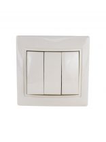 Выключатель скрытой установки, трехклавишный, 10 А, ABS пластик, IP20, слоновая кость, UNIVersal, Севиль, Б-С0043