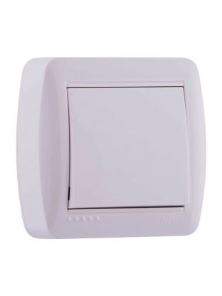 Выключатель открытой установки, одноклавишный, без заземления, пластик, белый, Lezard, Demet, 711-0200-100