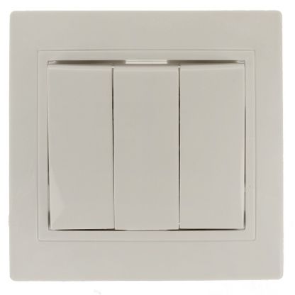 Выключатель скрытой установки, трехклавишный, без заземления, 10 А, керамика, слоновая кость, TDM Electric, Таймыр, SQ1814-0103