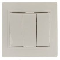 Выключатель скрытой установки, трехклавишный, без заземления, 10 А, керамика, слоновая кость, TDM Electric, Таймыр, SQ1814-0103