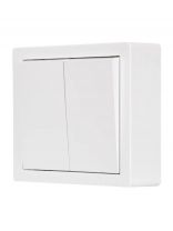 Выключатель открытой установки, двухклавишный, без заземления, 10 А, 220 В, пластик, IP20, белый, Lezard, Leto, 752-0200-101