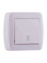 Выключатель открытой установки, одноклавишный, без заземления, пластик, белый, проходной, Lezard, Demet, 711-0200-105