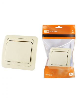Выключатель скрытой установки, одноклавишный, без заземления, 10 А, слоновая кость, TDM Electric, Валдай, SQ1804-0101