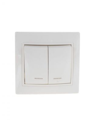 Выключатель скрытой установки, двухклавишный, 10 А, ABS пластик, подсветка, IP20, слоновая кость, UNIVersal, Севиль, Б-С0123