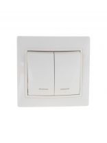 Выключатель скрытой установки, двухклавишный, 10 А, ABS пластик, подсветка, IP20, слоновая кость, UNIVersal, Севиль, Б-С0123