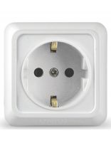 Розетка открытой установки, 1 гнездо, с заземлением, 16 А, керамика, белая, UNIVersal, Олимп, О0028