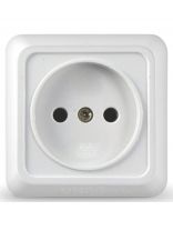 Розетка открытой установки, 1 гнездо, без заземления, 16 А, керамика, белая, UNIVersal, Олимп, О0022