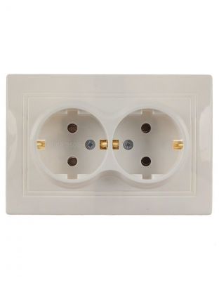 Розетка Евро скрытой установки, 2 гнезда, с заземлением, 16 А, керамика, слоновая кость, TDM Electric, Таймыр, SQ1814-0114