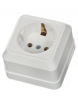 Розетка открытой установки, 1 гнездо, с заземлением, 16 А, IP20, белая, TDM Electric, Ладога, SQ1801-0015