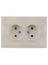 Розетка скрытой установки, 2 гнезда, без заземления, 10 А, керамика, слоновая кость, TDM Electric, Таймыр, SQ1814-0113