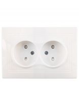 Розетка скрытой установки, 2 гнезда, без заземления, 10 А, с защитными шторками, керамика, белая, TDM Electric, Таймыр, SQ1814-0017