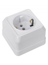 Розетка открытой установки, 1 гнездо, с заземлением, 16 А, керамика, IP20, белая, 2 полюса, General Lighting Systems, Альфа, 477007