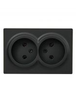 Розетка открытой установки, 2 гнезда, без заземления, 16 А, 220 В, пластик, IP20, черная, закрытый корпус, Lezard, Leto, 752-4200-128B