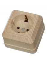 Розетка открытой установки, 1 гнездо, с заземлением, 16 А, пластик, IP20, сосна, TDM Electric, Ладога, SQ1801-0050