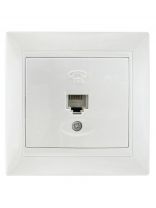 Розетка телефонная скрытой установки, без заземления, белая, Ledard, RJ11, 6078665