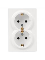 Розетка открытой установки, 2 гнезда, с заземлением, 16 А, 250 В, пластик, IP20, белая, закрытый корпус, Lezard, Leto, 752-0200-127B