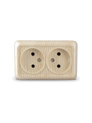 Розетка открытой установки, 2 гнезда, без заземления, 16 А, керамика, сосна, UNIVersal, Олимп, 5560858