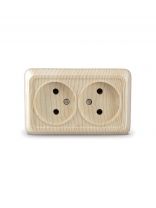 Розетка открытой установки, 2 гнезда, без заземления, 16 А, керамика, сосна, UNIVersal, Олимп, 5560858