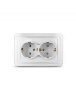 Розетка скрытой установки, 2 гнезда, с заземлением, 16 А, с защитными шторками, керамика, белая, UNIVersal, Валери, В0102x