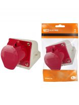 Розетка открытой установки, 1 гнездо, с заземлением, 32 А, 380 В, пластик, IP44, стационарная, 3Р+РЕ, TDM Electric, SQ0602-0006