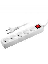 Удлинитель бытовой 5 гнезд, 5 м, 2х0.75 мм2, без заземления, выключатель, со шторкой, пластик, белый, ФАZА, FS-05-500, 5007406