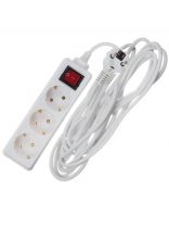 Удлинитель бытовой 3 гнезда, 5 м, ПВС, 3х0.75 мм2, с заземлением, 10 А, выключатель, 250 В, TDM Electric, Народный УН03В, SQ1303-1102