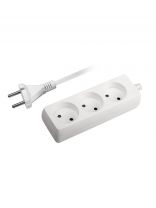 Удлинитель бытовой 3 гнезда, 1.5 м, 2х0.75 мм2, без заземления, со шторкой, пластик, белый, ФАZА, FE-03-150, 5000131