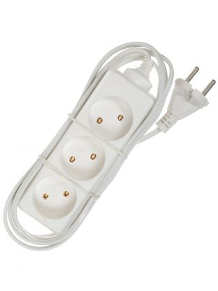 Удлинитель бытовой 3 гнезда, 1.5 м, ШВВП, 2х0.75 мм2, без заземления, 6 А, 250 В, TDM Electric, Народный УН3, SQ1303-1200