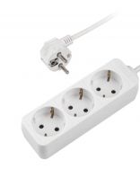 Удлинитель бытовой 3 гнезда, 1.5 м, ПВС, 3х1 мм2, с заземлением, 13 А, белый, ФАZА, FTG-03-150, 5052956