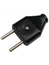 Вилка прямая, без заземления, 6 А, IP20, 250 В, черная, General Lighting Systems, 470507