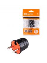 Вилка прямая, без заземления, 10 А, 250 В, с красной вставкая, черная, TDM Electric, SQ1806-0210