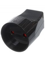 Кабельная розетка 2 полюса, без заземления, 10 А, с защитными шторками, черная, TDM Electric, SQ1806-0030