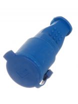 Разъем штепсельный 1 полюс, с заземлением, 16 А, 250 В, IP44, синий, с заглушкой, каучук, UNIVersal, 3038