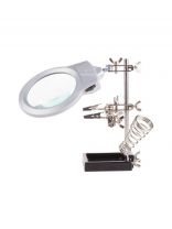 Держатель с подставкой, третья рука, с лупой х2.5, LED подсветка, Rexant, 12-0253