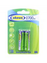 Батарея аккумуляторная 2700 мА·ч, Ni-Mh, АА (LR06, LR6), 2 шт, в блистере, Облик, HR6