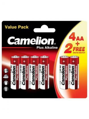 Батарейка Camelion, АА (LR6, 15A), Plus Alkaline, щелочная, 1.5 В, блистер, 4+2 шт, 15308