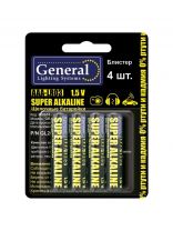 Батарейка General Lighting Systems, ААА (LR03, 24A), GBAT-LR03, щелочная, 1.5 В, блистер, 4 шт, 800574