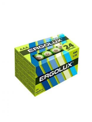 Батарейка Ergolux, ААА (LR03, 24A), Alkaline, щелочная, 1.5 В, блистер, 24 шт, 14213